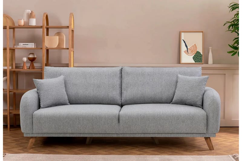 Sovesofa Malkiat - Grå - Møbler - Sofaer - Sovesofaer - 3 seters sovesofa