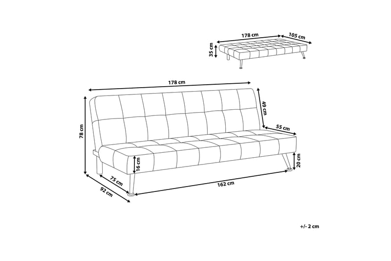 Sovesofa Olsker 178 cm - Blå - Møbler - Sofaer - Sovesofaer - 3 seters sovesofa