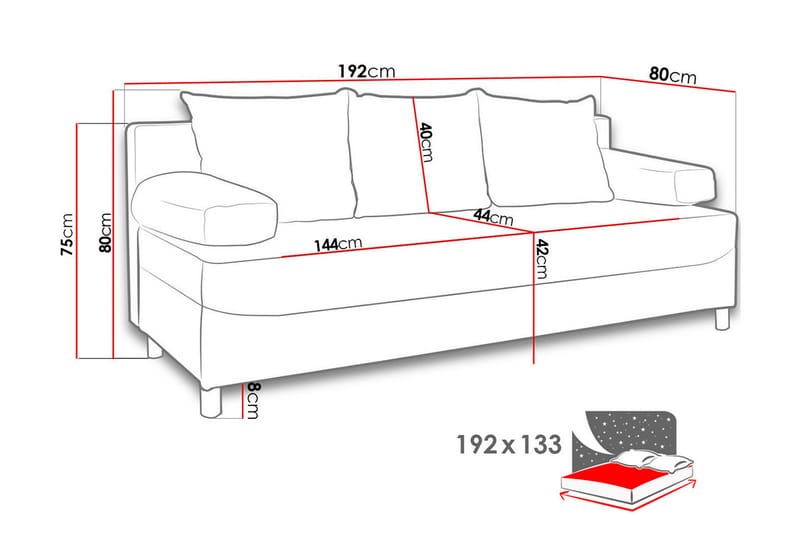 Sovesofa Rejmyre - Svart/Grå - Møbler - Sofaer - Sovesofaer - 3 seters sovesofa