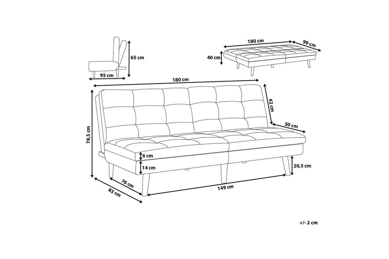 Sovesofa Ronne 180 cm - Svart - Møbler - Sofaer - Sovesofaer - 3 seters sovesofa