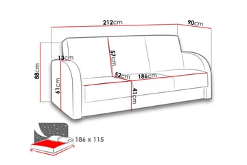 Sovesofa Spuare 222x90x88 cm - Møbler - Sofaer - Sovesofaer - 3 seters sovesofa