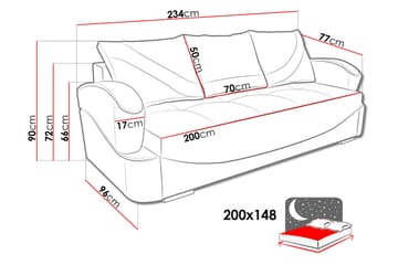 Sovesofa Turbo 200x96x90 cm - Møbler - Sofaer - Sovesofaer - 3 seters sovesofa