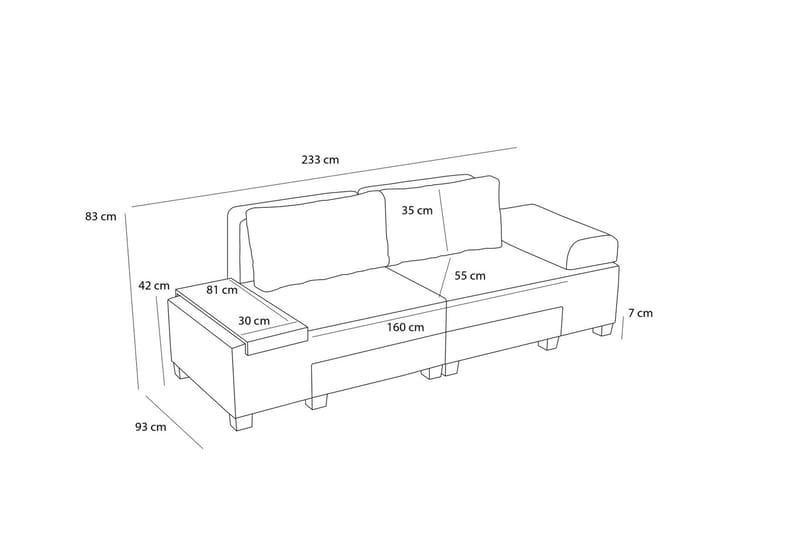 3-seters Sovesofa Perenna - Grå - Møbler - Sofaer - Sovesofaer - 3 seters sovesofa