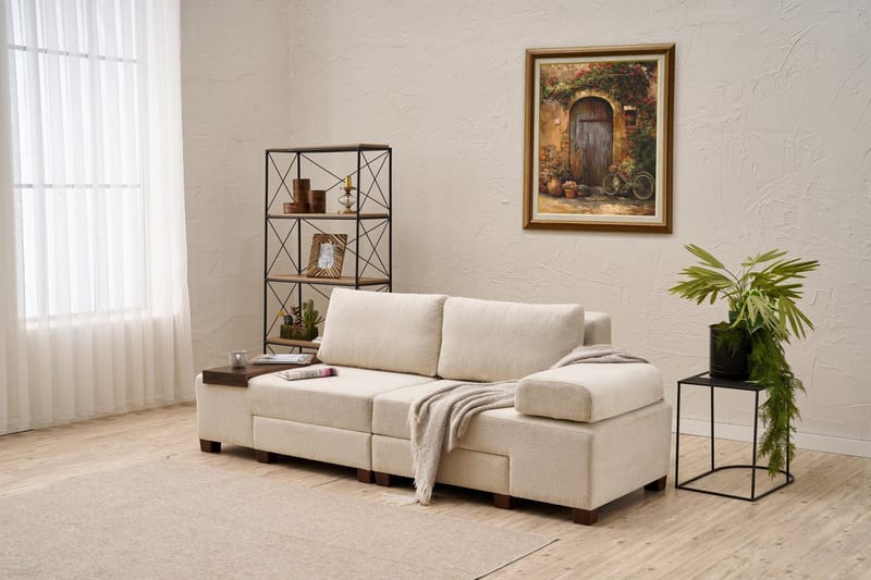 3-seters Sovesofa Perenna - Krem - Møbler - Sofaer - Sovesofaer - 3 seters sovesofa