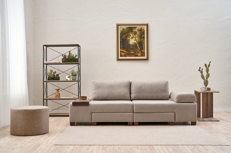 3-seters Sovesofa Perenna - Krem - Møbler - Sofaer - Sovesofaer - 3 seters sovesofa