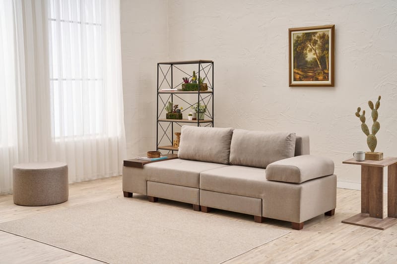 3-seters Sovesofa Perenna - Krem - Møbler - Sofaer - Sovesofaer - 3 seters sovesofa