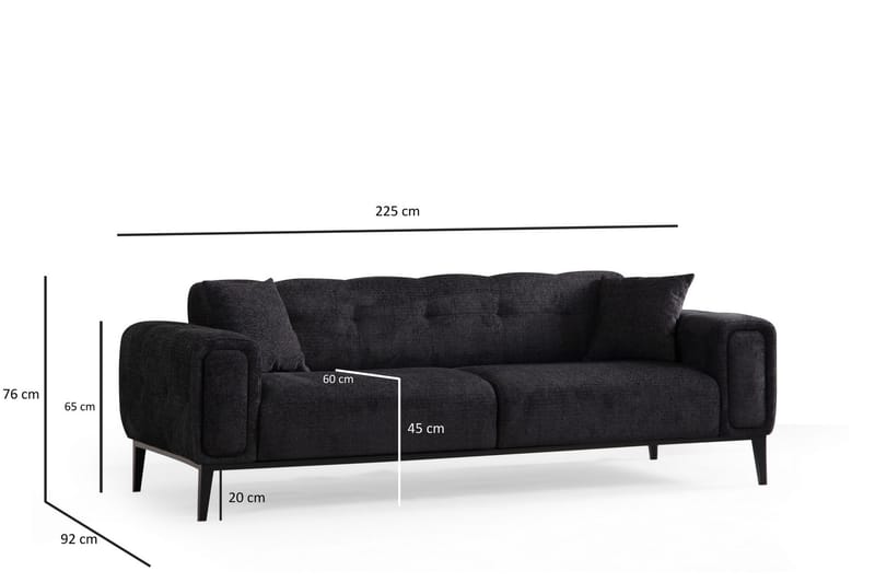 4-seters Sovesofa Athena 4-seters - Svart - Møbler - Sofaer - Sovesofaer - 4 seters sovesofa