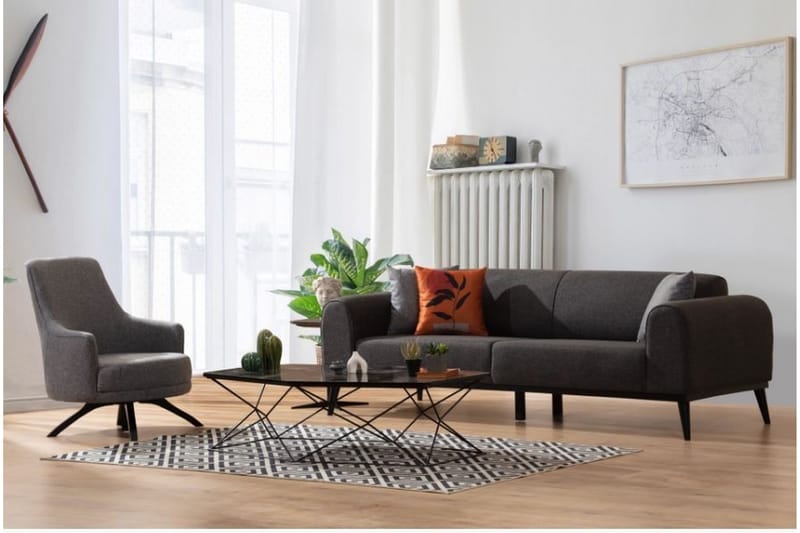 4-seters Sovesofa Kapri 4-seters - Antrasitt - Møbler - Sofaer - Sovesofaer - 4 seters sovesofa