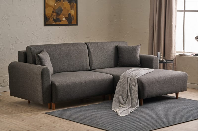 4-seters Sovesofa med Divan Alfie 4-seters - Antrasitt - Møbler - Sofaer - Sovesofaer - Sovesofa divan