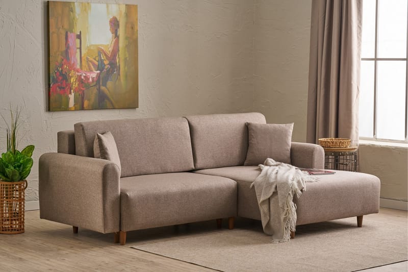 4-seters Sovesofa med Divan Alfie 4-seters - Brun - Møbler - Sofaer - Sovesofaer - Sovesofa divan