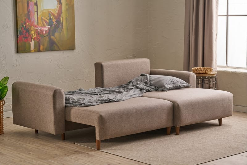 4-seters Sovesofa med Divan Alfie 4-seters - Brun - Møbler - Sofaer - Sovesofaer - Sovesofa divan