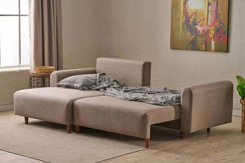 4-seters Sovesofa med Divan Alfie 4-seters - Brun - Møbler - Sofaer - Sovesofaer - Sovesofa divan