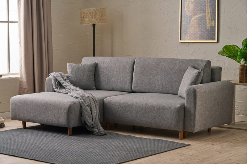 4-seters Sovesofa med Divan Alfie 4-seters - Grå - Møbler - Sofaer - Sovesofaer - Sovesofa divan