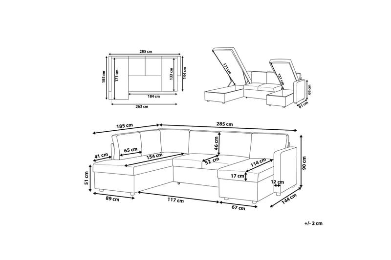 Sovesofa Karrabo 285 cm - Grå - Møbler - Sofaer - Sovesofaer - 4 seters sovesofa