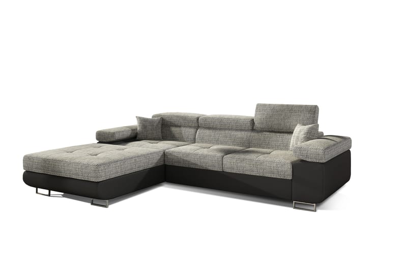 Sovesofa Kelestin med Divan Venstre - Grå/Svart - Møbler - Sofaer - Sovesofaer - 4 seters sovesofa