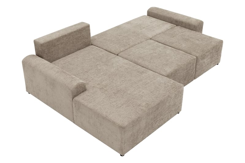 Bella Sovesofa med Sjeselong 3-seter i Plysj - Grå - Møbler - Sofaer - Sovesofaer - Sovesofa divan