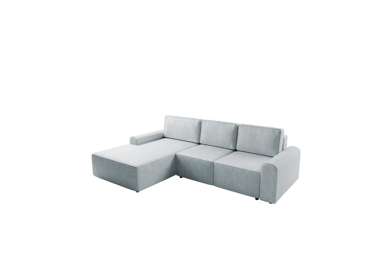 Bella Sovesofa med Sjeselong 3-seter i Plysj - Grå - Møbler - Sofaer - Sovesofaer - Sovesofa divan