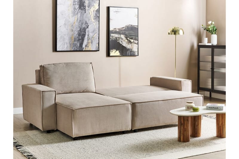 Dyshawn Hjørnesovesofa 2-seter - Beige/Svart - Møbler - Sofaer - Sovesofaer - Hjørnesovesofa