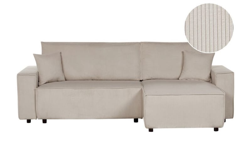 Dyshawn Hjørnesovesofa 2-seter - Beige/Svart - Møbler - Sofaer - Sovesofaer - Hjørnesovesofa