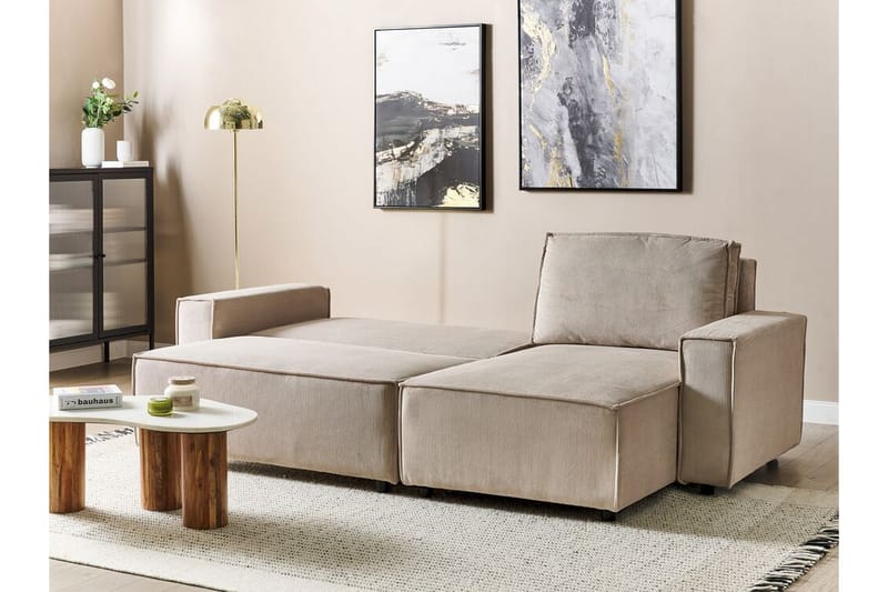 Dyshawn Hjørnesovesofa 2-seter - Beige/Svart - Møbler - Sofaer - Sovesofaer - Hjørnesovesofa