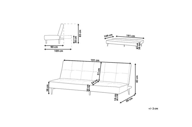 Faizal Sovesofa 3-seter - Beige/Svart - Møbler - Sofaer - Sovesofaer - 3 seters sovesofa