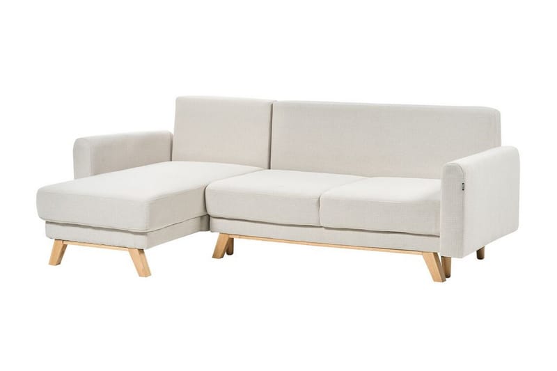 Faustin Hjørnesovesofa 3-seter - Beige/Lyst tre - Møbler - Sofaer - Sovesofaer - Hjørnesovesofa