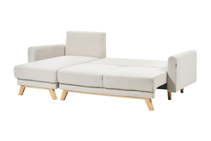 Faustin Hjørnesovesofa 3-seter - Beige/Lyst tre - Møbler - Sofaer - Sovesofaer - Hjørnesovesofa