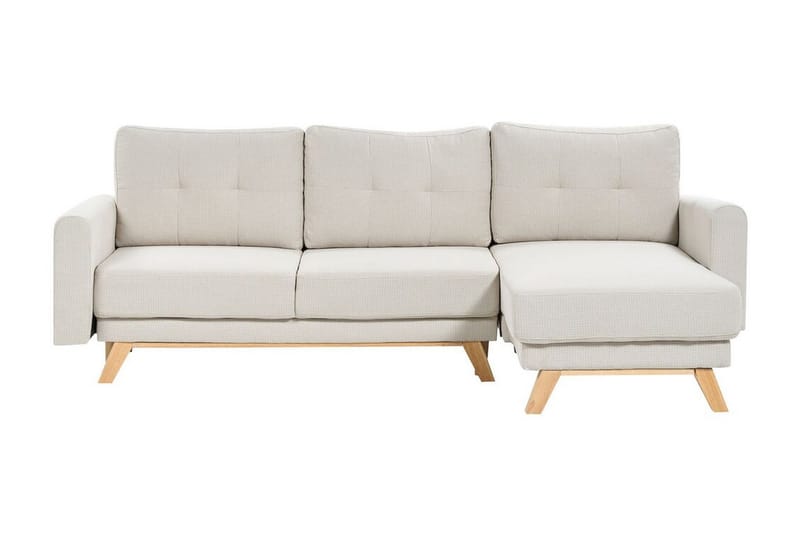 Faustin Hjørnesovesofa 3-seter - Beige/Lyst tre - Møbler - Sofaer - Sovesofaer - Hjørnesovesofa