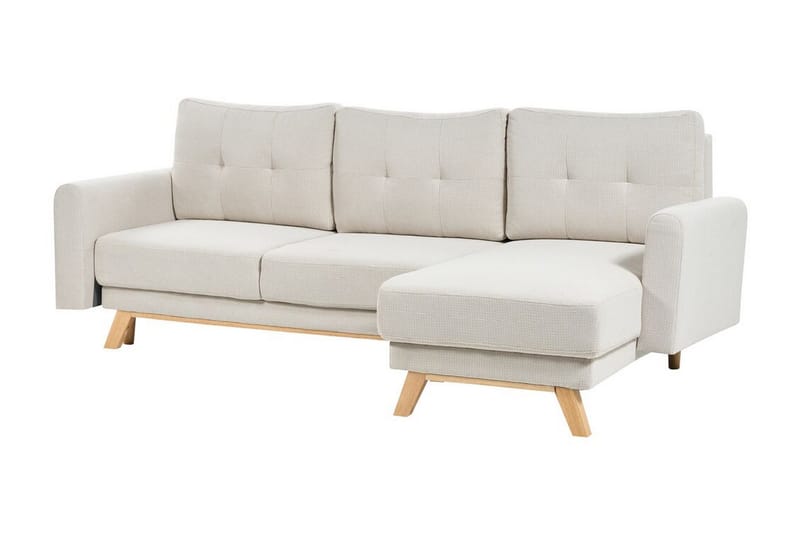 Faustin Hjørnesovesofa 3-seter - Beige/Lyst tre - Møbler - Sofaer - Sovesofaer - Hjørnesovesofa