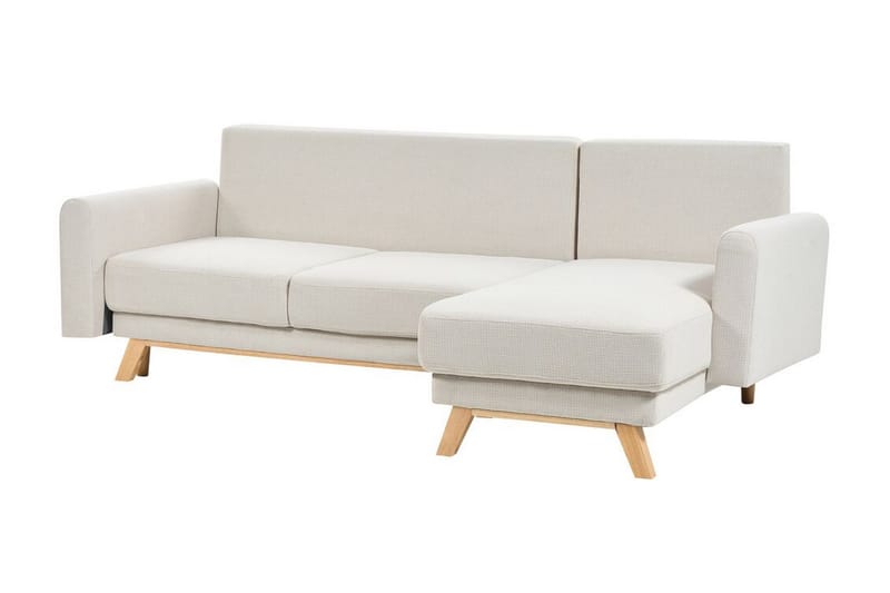 Faustin Hjørnesovesofa 3-seter - Beige/Lyst tre - Møbler - Sofaer - Sovesofaer - Hjørnesovesofa