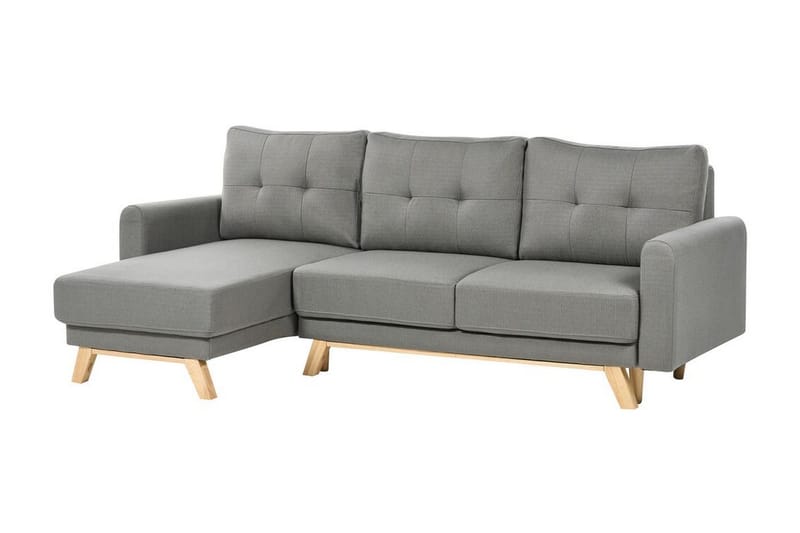 Faustin Hjørnesovesofa 3-seter - Grå/Lyst tre - Møbler - Sofaer - Sovesofaer - Hjørnesovesofa