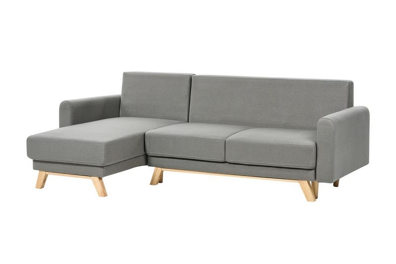 Faustin Hjørnesovesofa 3-seter - Grå/Lyst tre - Møbler - Sofaer - Sovesofaer - Hjørnesovesofa