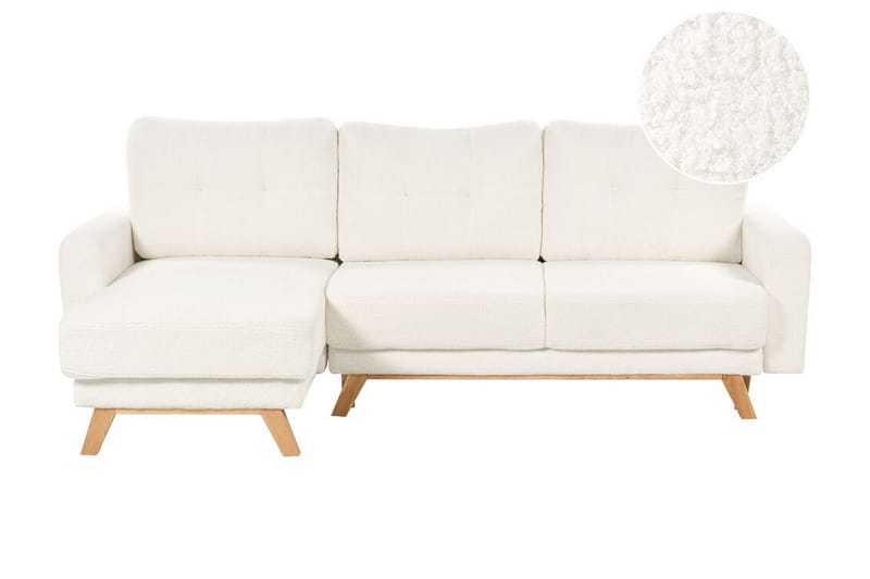 Faustin Hjørnesovesofa 3-seter - Hvit/Lyst tre - Møbler - Sofaer - Sovesofaer - Hjørnesovesofa