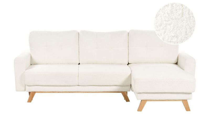 Faustin Hjørnesovesofa 3-seter - Hvit/Lyst tre - Møbler - Sofaer - Sovesofaer - Hjørnesovesofa