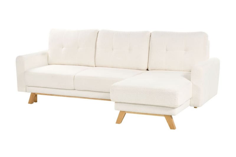 Faustin Hjørnesovesofa 3-seter - Hvit/Lyst tre - Møbler - Sofaer - Sovesofaer - Hjørnesovesofa