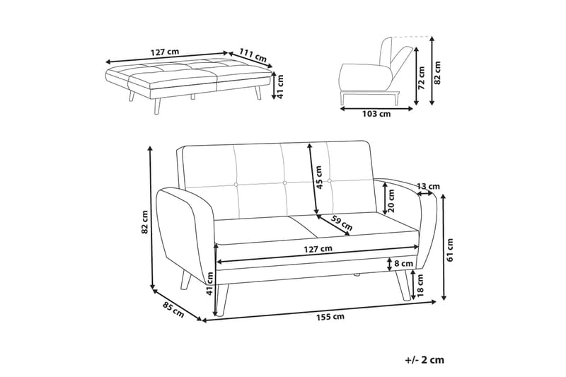 Feliks Sovesofa 2-seter - Beige/Lyst tre - Møbler - Sofaer - Sovesofaer - 2 seters sovesofa