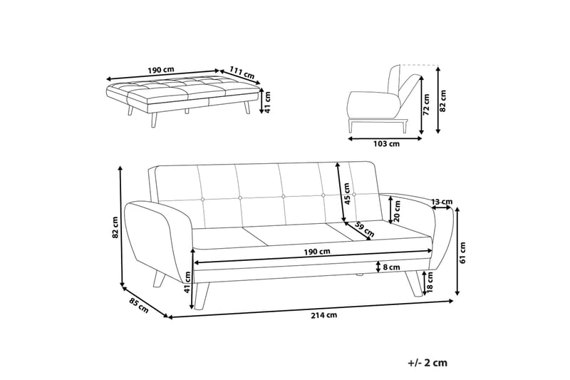 Feliks Sovesofa 3-seter - Beige/Lyst tre - Møbler - Sofaer - Sovesofaer - 3 seters sovesofa