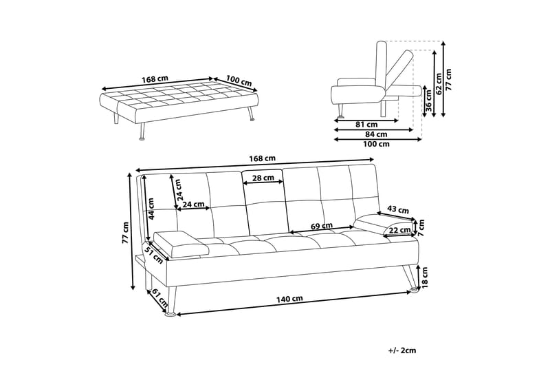 Ferne Sovesofa 3-seter - Beige/Sølv - Møbler - Sofaer - Sovesofaer - 3 seters sovesofa