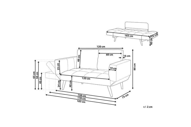 Ferrel Sovesofa 2-seter - Rosa/Svart - Møbler - Sofaer - Sovesofaer - 2 seters sovesofa