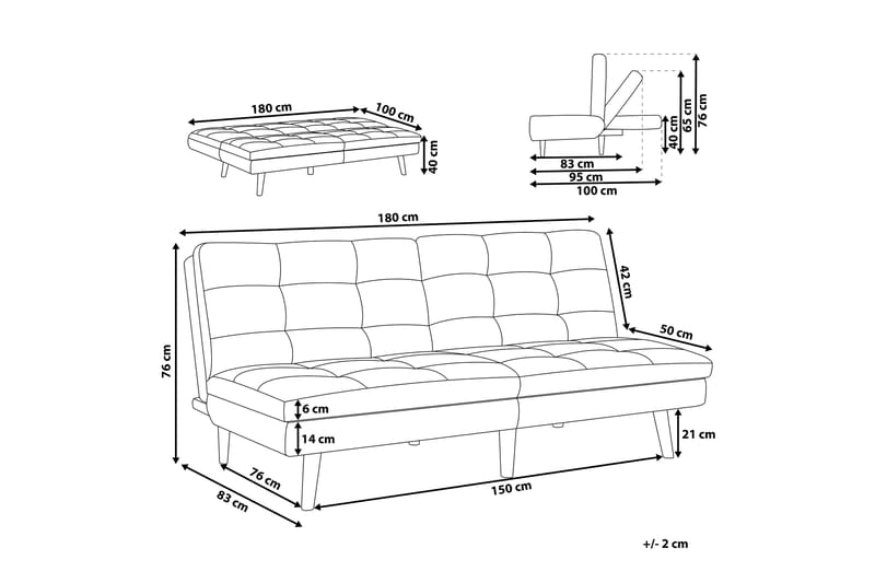 Finan Sovesofa 3-seter - Svart/Mørkt tre - Møbler - Sofaer - Sovesofaer - 3 seters sovesofa