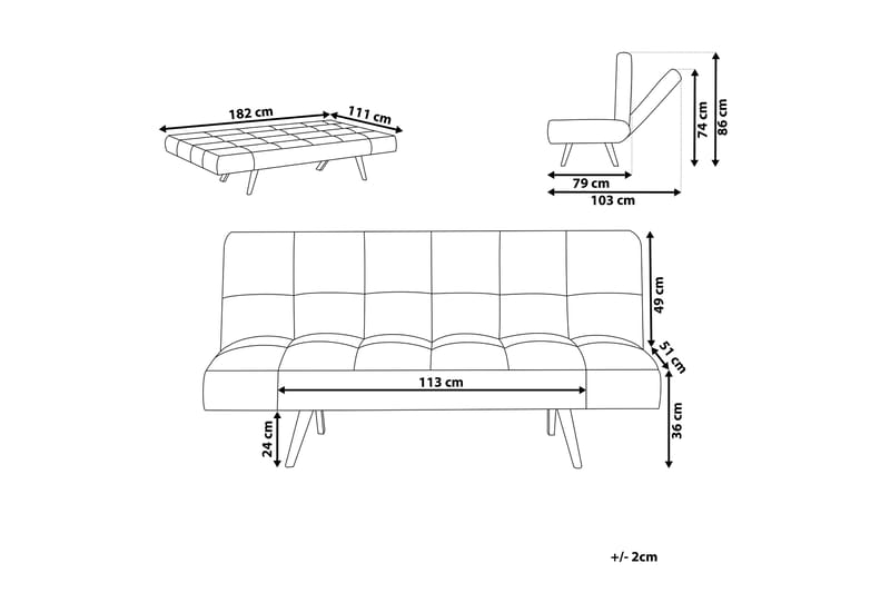 Fiora Sovesofa 3-seter - Blå/Lyst tre - Møbler - Sofaer - Sovesofaer - 3 seters sovesofa