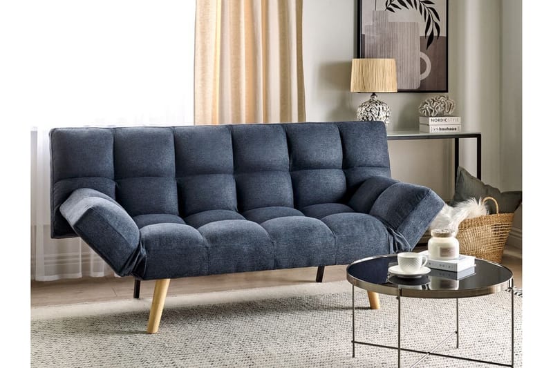 Fiora Sovesofa 3-seter - Blå/Lyst tre - Møbler - Sofaer - Sovesofaer - 3 seters sovesofa