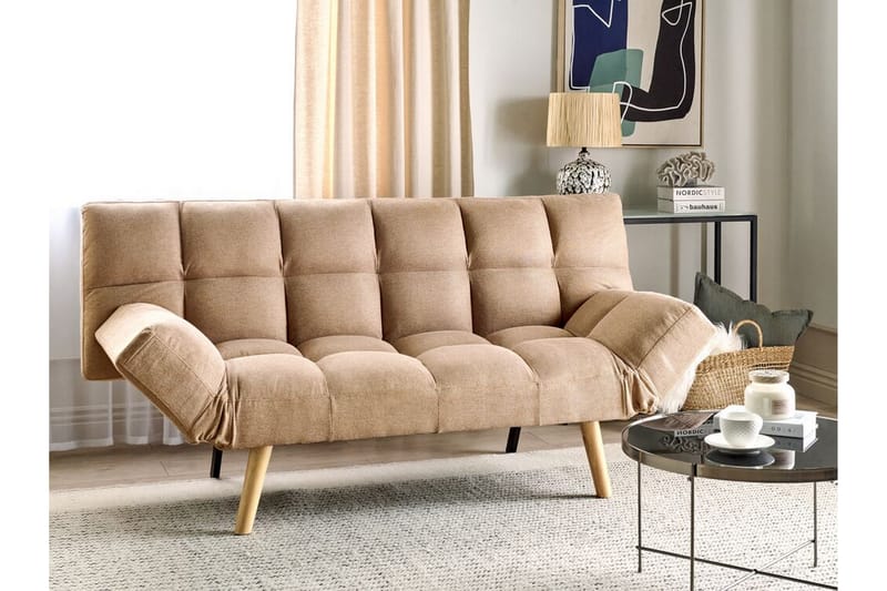 Fiora Sovesofa 3-seter - Brun/Lyst tre - Møbler - Sofaer - Sovesofaer - 3 seters sovesofa