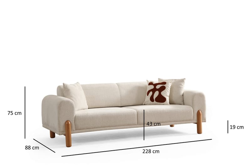 Godiva Sovesofa 3-seter - Krem - Møbler - Sofaer - Sovesofaer - 3 seters sovesofa