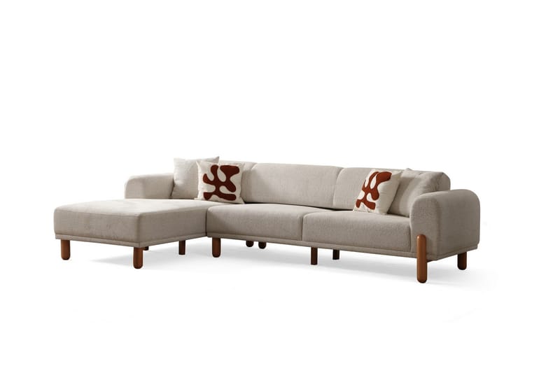 Godiva Sovesofa med Sjeselong 3-seter - Krem - Møbler - Sofaer - Sovesofaer - Sovesofa divan