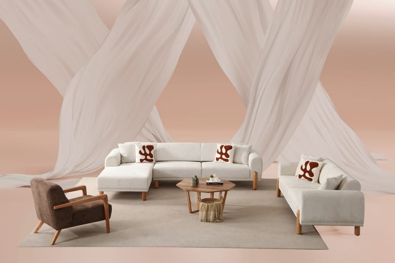 Godiva Sovesofa med Sjeselong 3-seter - Krem - Møbler - Sofaer - Sovesofaer - Sovesofa divan