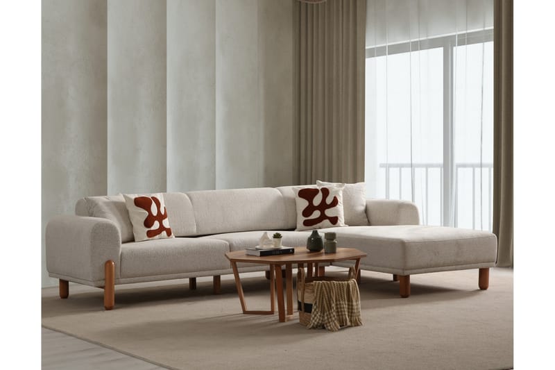 Godiva Sovesofa med Sjeselong 3-seter - Krem - Møbler - Sofaer - Sovesofaer - Sovesofa divan