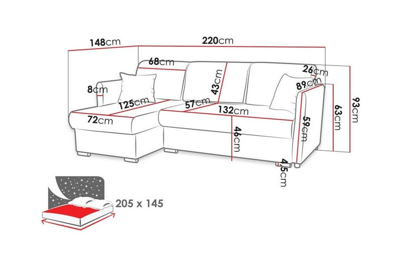 3-seters Hjørnesovesofa Abbeyfield - Mørkeblå - Møbler - Sofaer - Sovesofaer - Hjørnesovesofa