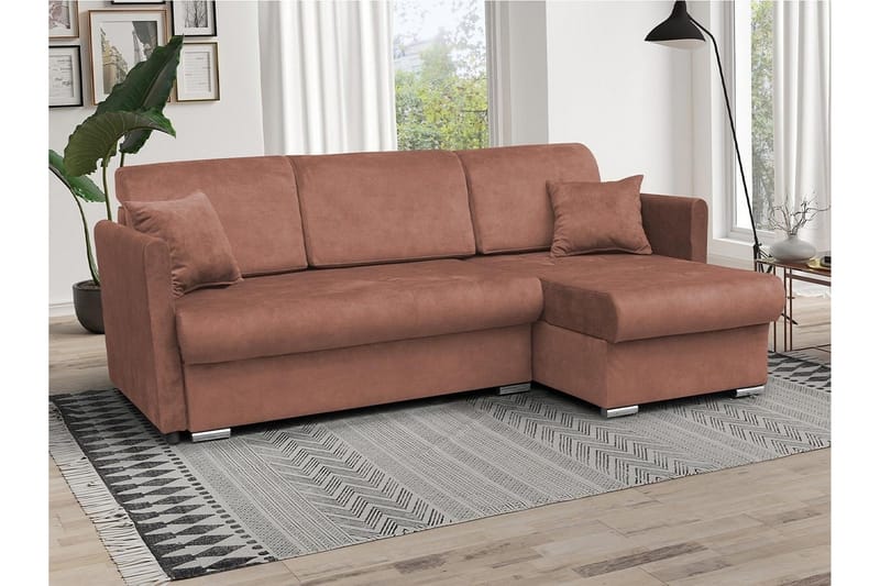 3-seters Hjørnesovesofa Abbeyfield - Rosa - Møbler - Sofaer - Sovesofaer - Hjørnesovesofa