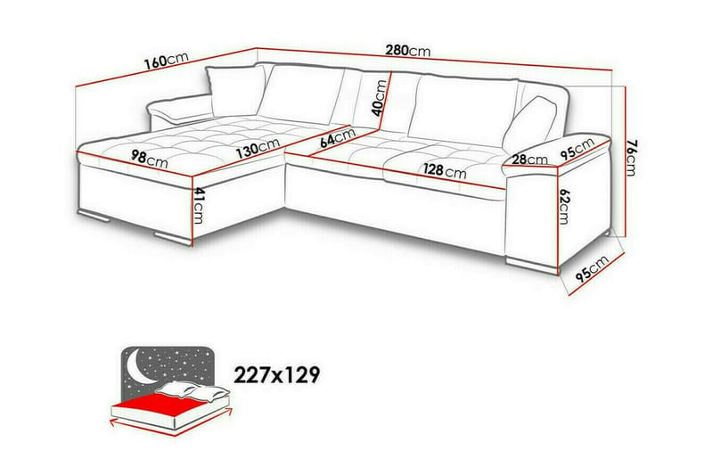 3-seters Hjørnesovesofa Camior - Beige - Møbler - Sofaer - Sovesofaer - Hjørnesovesofa